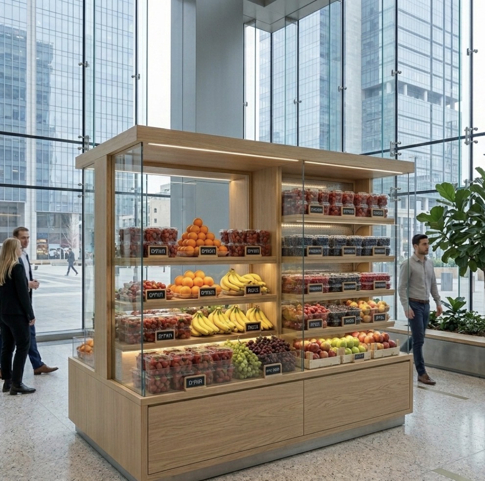 עמדת פירות מעוצבת בלובי משרדים - סגנון מודרני